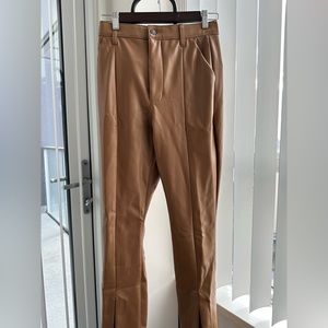 Abercrombie & Fitch Curve Love Vegan Leather Split-Hem Pants